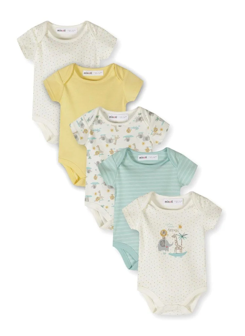 مينوتي Unisex short sleeve safari print bodysuit cream 5-pack 0-24 months